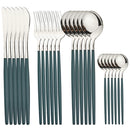 Axyaa 24Pcs Stainless Steel Cutlery Set Dinnerware Flatware Knife Fork Spoon