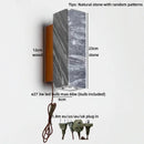 Axyaa Vintage Industrial LED Wall Light Fixture Stone Wood Square Wabi Sabi