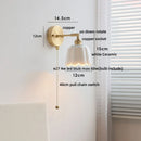 Axyaa Ceramic Copper LED Wall Lights with Pull Chain Switch for Bedroom Reading