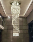 Axyaa Luxury Crystal Spiral Chandelier for Long Staircase Lighting