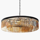 Axyaa Retro Gold Black Metal Crystal Pendant Lights with Chain Hanging, LED Suspension Lamp