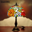 Axyaa Stained Glass LED Table Lamp - Mediterranean Baroque Style Bedroom Light