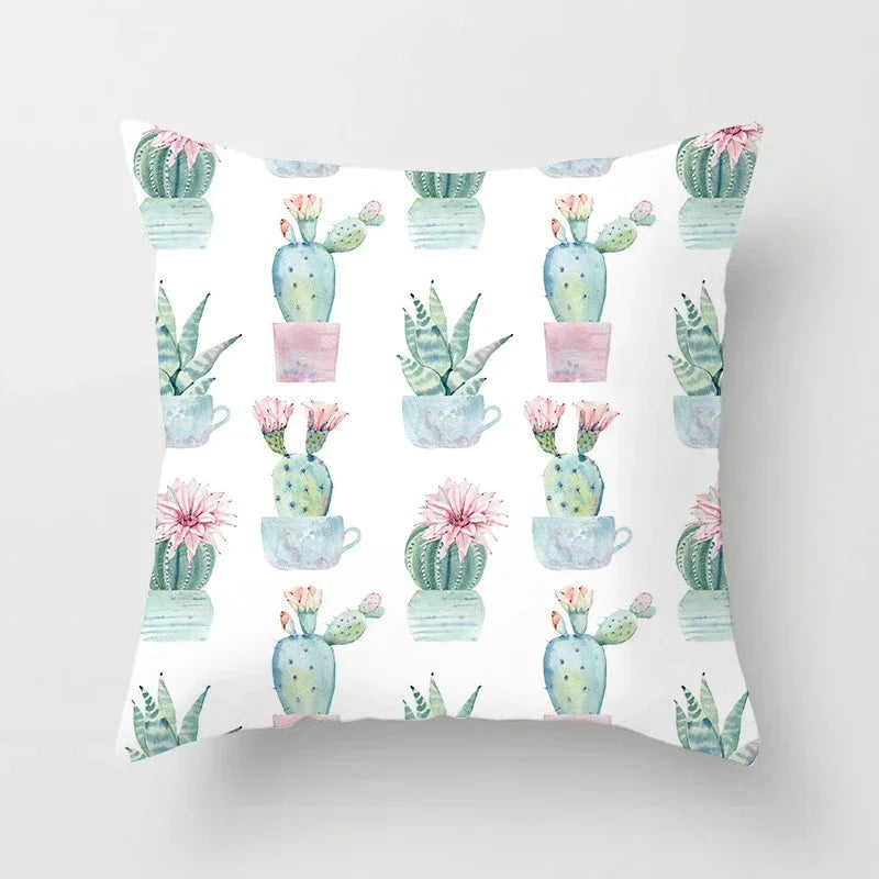 Axyaa Cactus Plants Pattern Cushion Cover Throw Pillow Decor Sofa Pillowcase