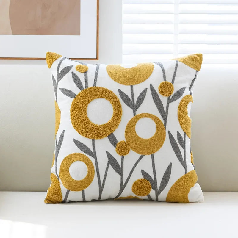 Axyaa Small Fresh Embroidered Pillow Cover for Home Sofa, Four Seasons Universal