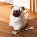 Cute Dog Mug by Axyaa: Large Ceramic Tea Cup with Lid, Funny Cartoon Design