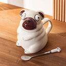 Cute Dog Mug by Axyaa: Large Ceramic Tea Cup with Lid, Funny Cartoon Design