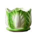 Axyaa Cabbage Flowerpot: Creative Cartoon Vegetable Basin with Tray - Garden Vase