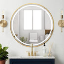 Axyaa 600mm Round LED Bathroom Mirror Anti-fog Wall Hanging Illuminated Lighted Black/Gold Frame