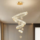 Axyaa Crystal Chandelier Stair Pendant Lamp Living Room Pendant Lights Interior Lighting