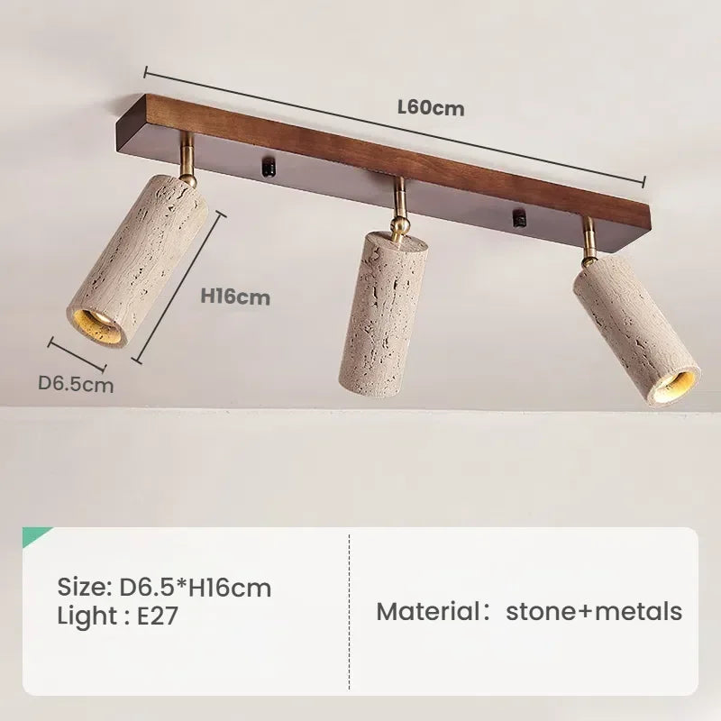 Axyaa Stone Metals Ceiling Light with 3 Warm Light Heads for Living Rooms