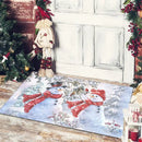 Axyaa Christmas Welcome Mat with Santa Snowman Car Print