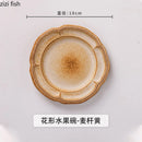 Axyaa Flame-Killed Ceramic Flower Edge Dessert Soup Pasta Fruit Salad Plates