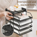 Axyaa Stackable Tray Desk Organizer & Holder for Paper Letter Accessories Black Office Home School