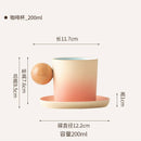 Axyaa Ceramic Coffee Set with Wooden Handle, Coarse Pottery, Retro Design