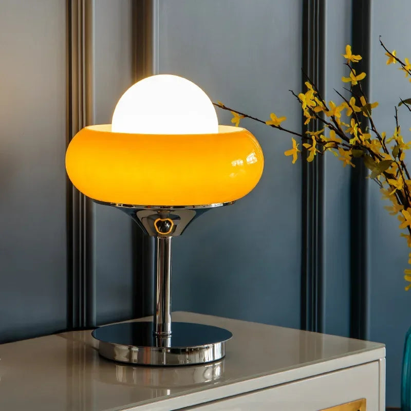 Axyaa Retro Orange Glass Lamp with Egg Tart Orange Lampshade