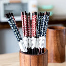Axyaa Black Cherry Blossom Sushi Chopsticks Set - Pair of Natural Wooden Reusable Sticks.