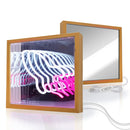 Axyaa 3D Star Tunnel Mirror Neon Light with Wooden Frame and USB Power