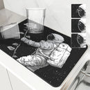 SpaceRose Absorbent Mat: Axyaa Astronaut Kitchen Drying Mat & Bathroom Drain Pad