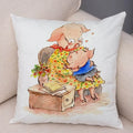Axyaa Cartoon Pig Cushion Cover 45x45cm Super Soft Short Plush Pillowcase