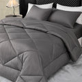 Axyaa Comforter Set, Beige Blanket, Grey Quilt 229*229cm Twin King
