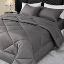 Axyaa Comforter Set, Beige Blanket, Grey Quilt 229*229cm Twin King