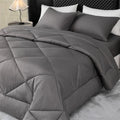 Axyaa Cozy Home Bedding Set: Beige Comforter & Grey Quilt, US Twin King Size