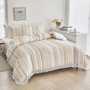 Bohemian Tassel Stripes Duvet Set by Axyaa - Queen Size Comforter Cover