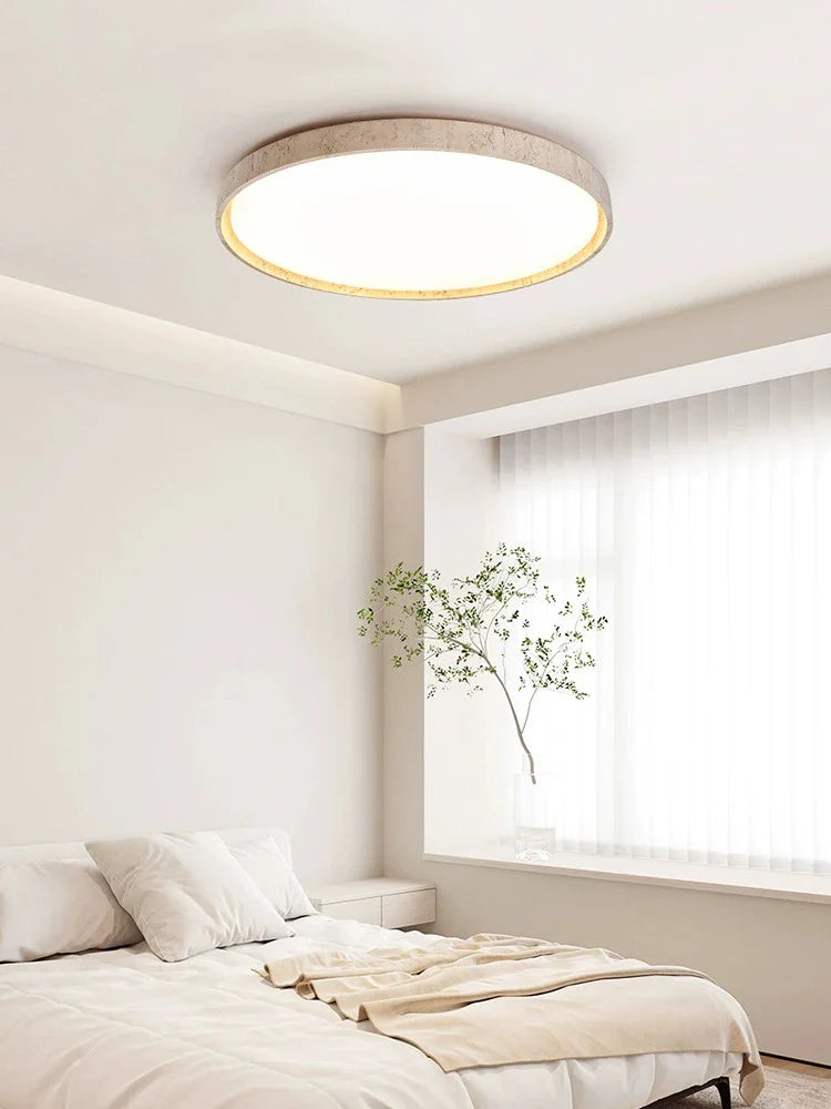 Axya Stone Downlight Ceiling Lamp, Walnut Color, Retro Style for Bedroom & Living Room