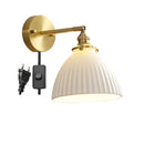 Axyaa Nordic Ceramic LED Wall Light with Pull Chain Switch, Modern Copper Sconce Home Lighting