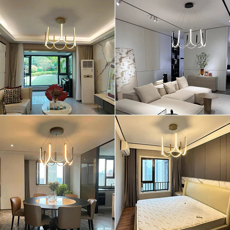 Axyaa Nordic LED Gold Chandelier for Luxury Home Decor Lighting