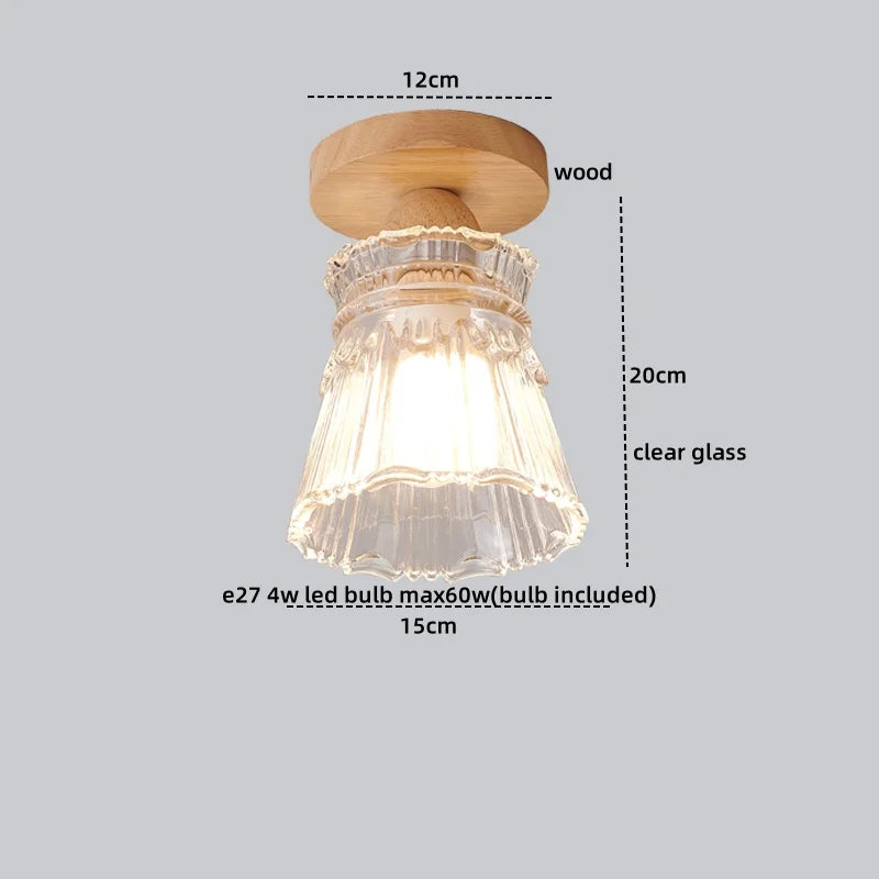 Axyaa Crystal Wood LED Ceiling Lamp Clear Glass Modern Ceiling Lights