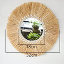 Axyaa Raffia Bead Wood Mirror: Acrylic Decorative Wall Hanging for Bedroom