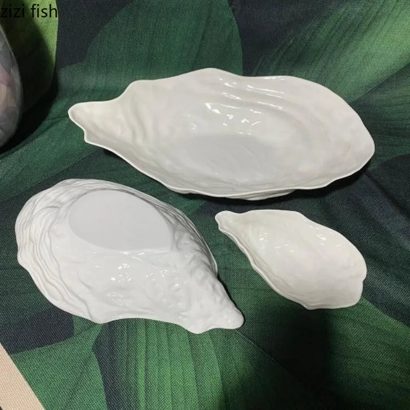 Axya Oyster Ceramic Dinner Plate Sushi Set Fruit Salad Bowl Snack Tray