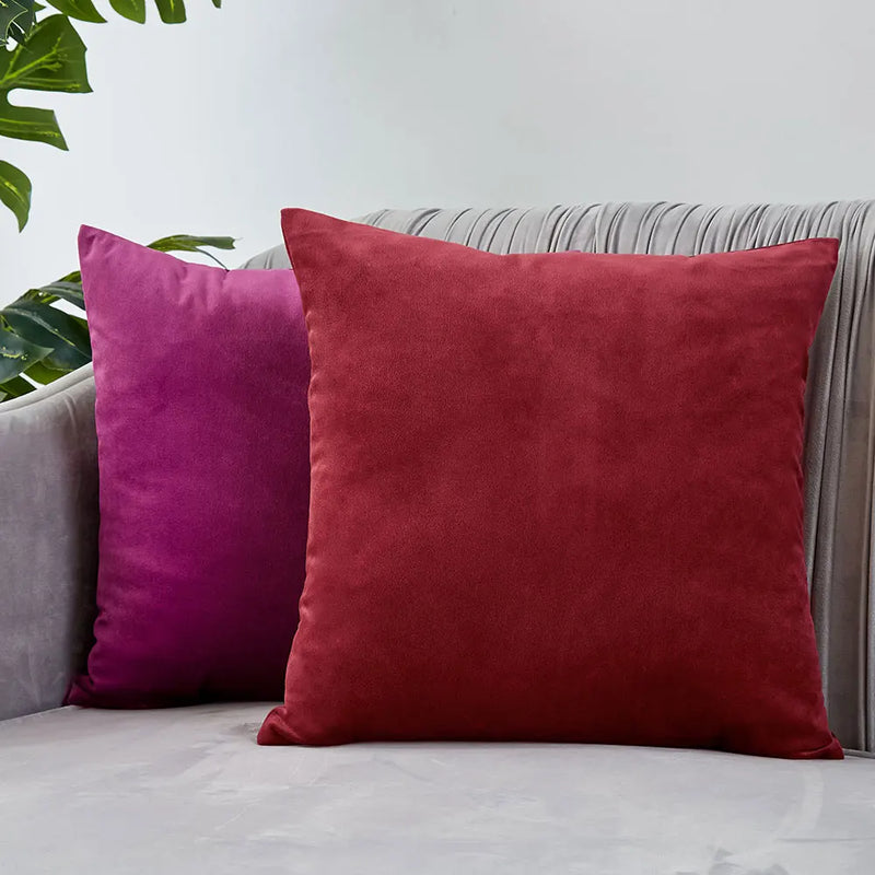 Axyaa Wine Red Velvet Cushion Cover - Nordic Home Decor Pillowcase for Sofa