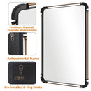 Axyaa Large Rectangular Frameless Vanity Mirror with Antique Golden Metal Tube Edge