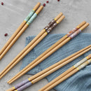 Axyaa Bamboo Chopsticks - Celadon Printed Set for Home Use