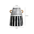 Axyaa Striped Ceramic Vase for Flowers Desk Decor Artifical Arrangement Aesthetic Ornament