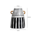 Axyaa Striped Ceramic Vase for Flowers Desk Decor Artifical Arrangement Aesthetic Ornament