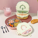 Axyaa 304 Stainless Steel Divided Lunch Box with Cutlery & Leakproof Design