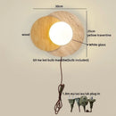 Axyaa LED Wall Light White Glass Wood Yellow Travertine Japan Style