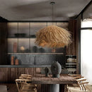 Axyaa Rattan Hanging Lamp Ceiling Chandelier Loft Decor LED Grass Pendant Lights