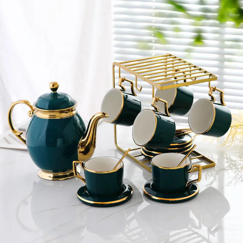 Axya™ Luxury Bone Tea Set with Coffee Pot, Cups, and Accessories