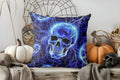 Axyaa Blue Lightning Skull Halloween Throw Pillow Cover