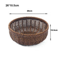 Axyaa Retro Rattan Fruit Plate | Handheld Woven Snack Basket & Candy Organizer