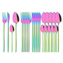 Axyaa 24-Piece Stainless Steel Cutlery Set - Black Mirror Finish