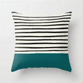 Axyaa Teal Blue Geometric Pillow Cases with Letter Leaves Plant Print, Deer Animal Design.
