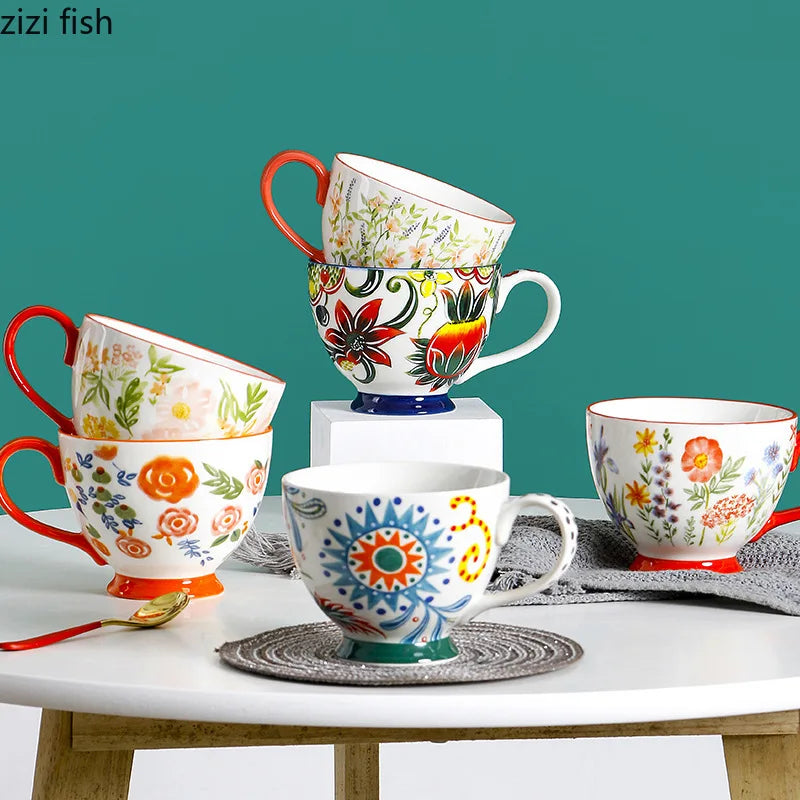 Axya Hand-painted Ceramic Breakfast Mug