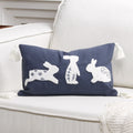 Axyaa Easter Bunny Embroidered Pillow Cover 45X45 - Cute Home Sofa Decoration