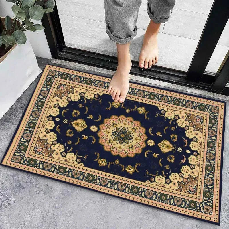 Axyaa Geometric Print Non-Slip Kitchen Rug: Bohemian Ethnic Style, Modern Design