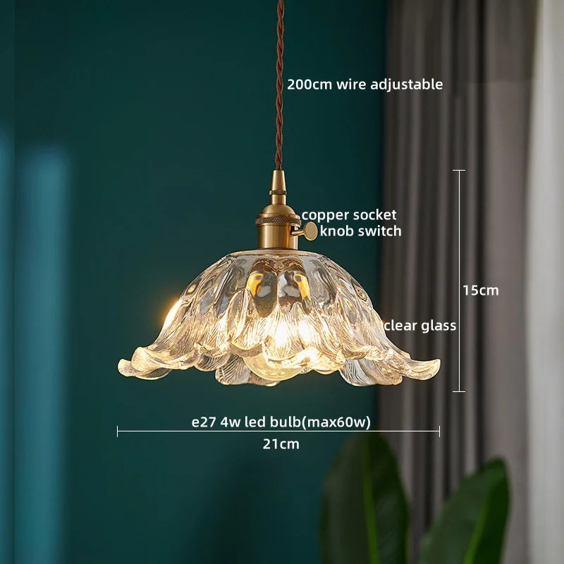Axyaa Clear Glass LED Pendant Chandelier - Nordic Hanging Lamp for Kitchen, Living Room